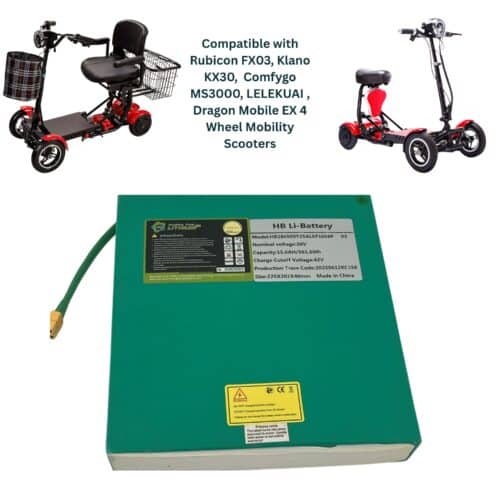 36 Volt 15.6 AH Battery – Compatible with Rubicon FX03, Klano KX30, Comfygo MS3000, LELEKUAI, Dragon Mobile EX 4 Wheel Mobility Scooters Models